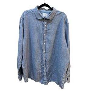 Murano Baird McNutt Linen Shirt Men Blue Long Sleeve Button Up Size‎ 2XB Coastal